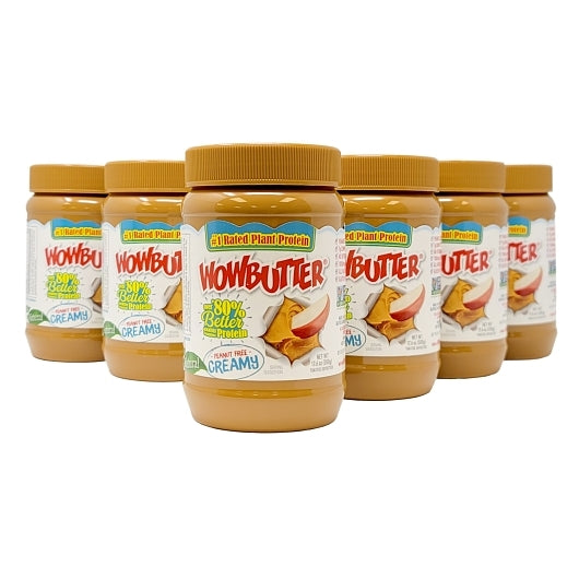 Wowbutter Creamy PEANUT FREE SPREAD, 6 x 17.6 oz Case - Front/center packaged product image
