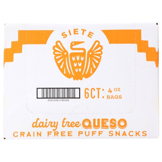 Siete Family Foods Queso Puffs, 6 x 4 oz Case - Snacks