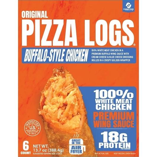 The Original Pizza Logs Buffalo Style Chicken Pizza Log, 6 x 13.7 oz Case - Prepared Foods