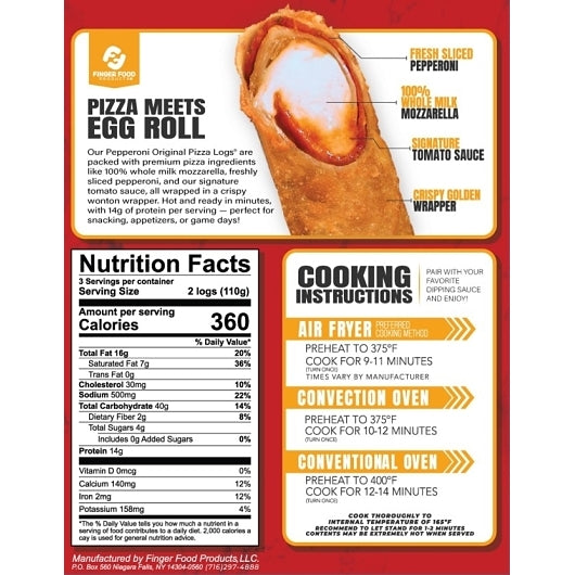 The Original Pizza Logs Pepperoni & Cheese Pizza Logs, 6 x 11.6 oz Case - Prepared Foods - image 2