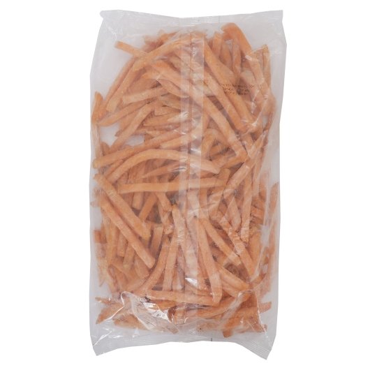 Sweet Sensations 3/8 X 3/8 Straight Cut Sweet Potato Fries, 6 x 2.5 lb Case - Frozen Potatoes Sides