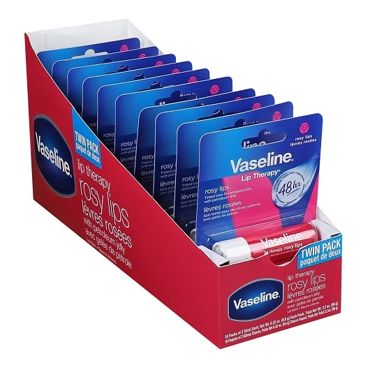 Vaseline Rosy Lips Single Twin Lip Pack, 2 x 10 x 0.32 oz Case - Health & Personal Care