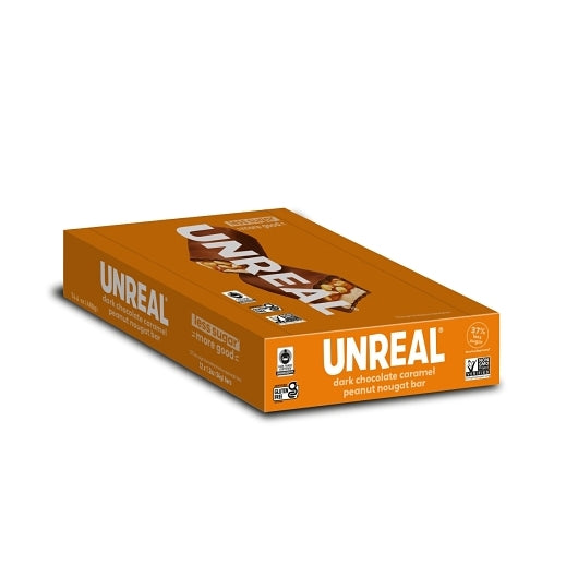 Unreal Brands Dark Chocolate Caramel Peanut Nougat Bars, 6 x 12 x 0.074 lb Case - DOT product image 4