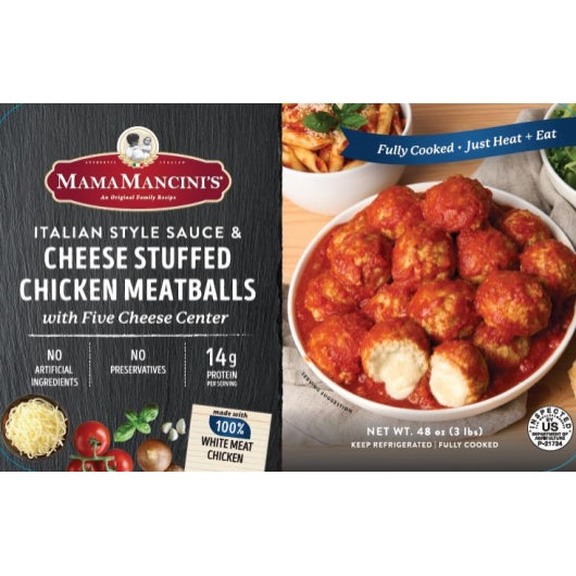 Mama Mancini's Cheese Stuffed Chicken Meatballs In Italian Style Sauce, 8 x 48 oz Case - Condiments & Sauces - image 2
