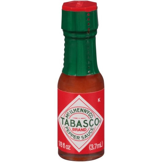 Tabasco Miniature Pepper Hot Sauce Mini Bottles, 144 x 0.125 fl oz Case - Condiments & Sauces