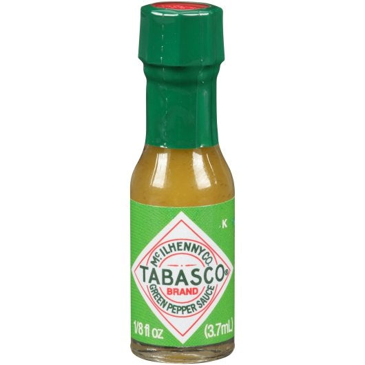 Tabasco Miniature Green Pepper Hot Sauce Mini Bottles, 144 x 0.125 fl oz Case - Condiments & Sauces