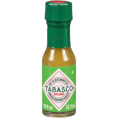 Tabasco Miniature Green Pepper Hot Sauce Mini Bottles, 144 x 0.125 fl oz Case - Condiments & Sauces