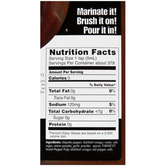 Tabasco Chipotle Pepper Hot Sauce Bulk, 2 x 0.5 GA Case - Condiments & Sauces