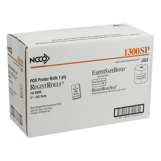 REGISTROLLS POINT-OF-SALE ROLLS National Checking Register Roll 3 X 165' 1 Ply White Bond Kitchen Printer Roll 1-30 Roll - DOT product image 3