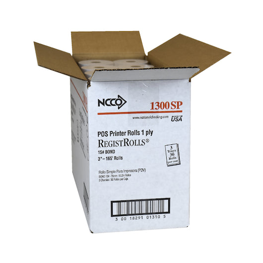 REGISTROLLS POINT-OF-SALE ROLLS National Checking Register Roll 3 X 165' 1 Ply White Bond Kitchen Printer Roll 1-30 Roll - DOT product image 7