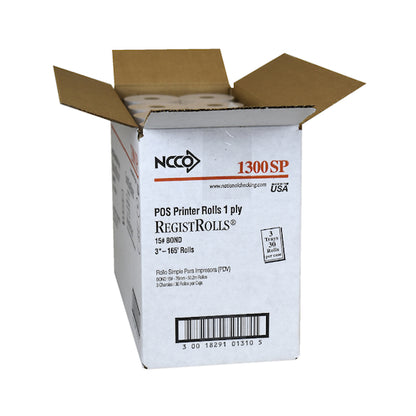 REGISTROLLS POINT-OF-SALE ROLLS National Checking Register Roll 3 X 165' 1 Ply White Bond Kitchen Printer Roll 1-30 Roll - DOT product image 7