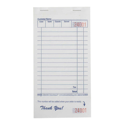NCCO National Checking 3.5 Inch X 6.75 Inch 1 Part White 13 Line Guest Check, 1 x 10000 each Case - Guest Checks &