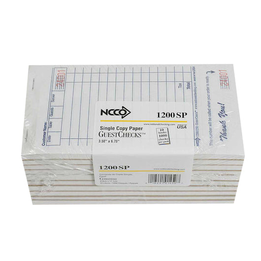 NCCO National Checking 3.5 Inch X 6.75 Inch 1 Part White 13 Line Guest Check, 1 x 10000 each Case - DOT product image 2