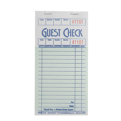 NCCO National Checking Guest Check 16 Line 1 Part Green Shrink Wrap, 1 x 5000 each Case - Guest Checks & Register Rolls