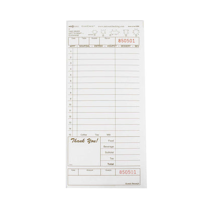 National Checking Bar National Checking 4.25 Inch X 9 Inch 1 Part Tan Tint 15 Line Guest Check, 1 x 2000 each Case