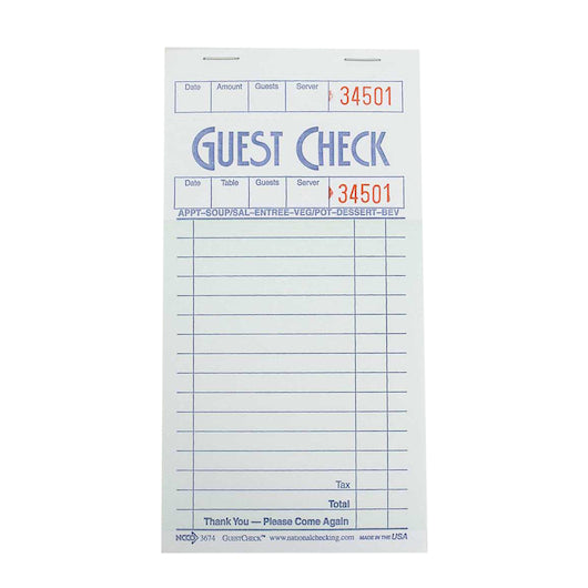 NCCO National Checking 3.5 Inch X 6.75 Inch 1 Part Green 16 Line Guest Check, 1 x 2500 each Case - Guest Checks &