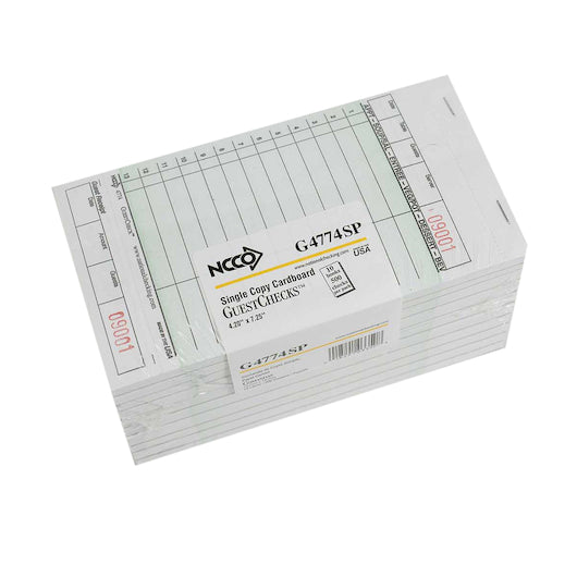 NCCO National Checking 4.25 Inch X 7.25 Inch 1 Part Green 13 Line Guest Check, 1 x 2500 each Case - DOT product image 2
