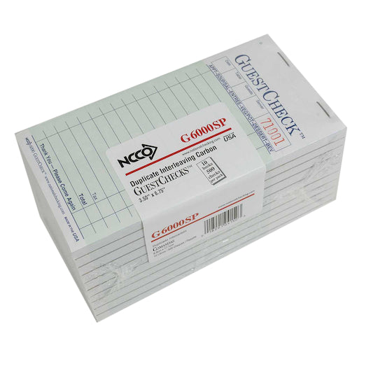 NCCO National Checking 3.5 Inch X 6.75 Inch 2 Part Interleaving Carbon Green 17 Line Guest Check, 1 x 2500 each Case - DOT product image 2