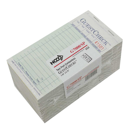 NCCO National Checking 3.4 Inch X 6.75 Inch 2 Part Carbonless Green 14 Line Guest Check, 1 x 2500 each Case - DOT product image 2