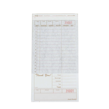 NCCO National Checking 4.2 Inch X 8.25 Inch 2 Part Carbon Tan 15 Line Guest Check, 1 x 2000 each Case - Guest Checks &