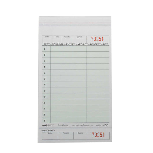 National Checking Guest National Checking 4.25 Inch X 7.25 Inch 2 Part Green Tint Carbonless Loose, 1 x 2000 each Case