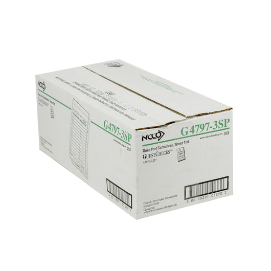 National Checking Guest National Checking 4.2 Inch X 7.25 Inch 3 Part Green Carbonless 13 Line Guest Check, 1 x 2000 - DOT product image 3