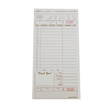 NCCO Guest Check 2 Part Carbonless Tab 15 Line, 1 x 2000 each Case - Guest Checks & Register Rolls