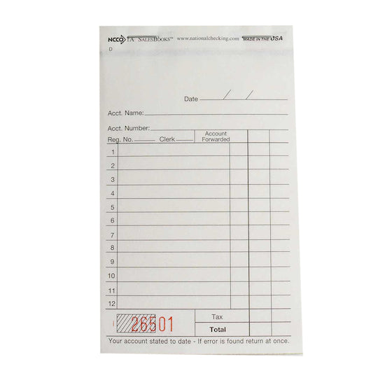 National Checking Company National Checking Salesbook No Carbon 2 Part White 12L, 1 x 5000 each Case - Guest Checks &
