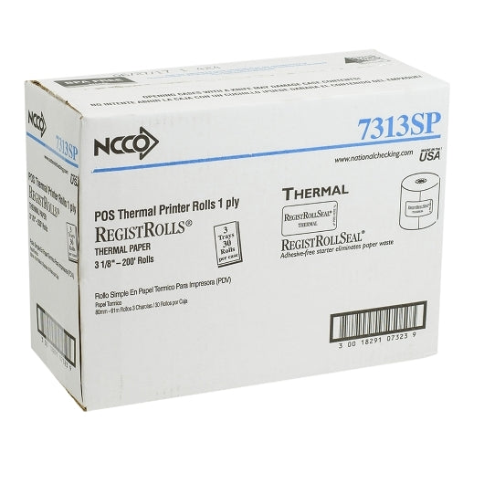 NCCO National Checking Register Roll 3.13 x 200'' 1 Ply White Thermal POS Front of House, 1 x 30 RL Case - DOT product image 4