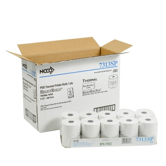 NCCO National Checking Register Roll 3.13 x 200'' 1 Ply White Thermal POS Front of House, 1 x 30 RL Case - DOT product image 3
