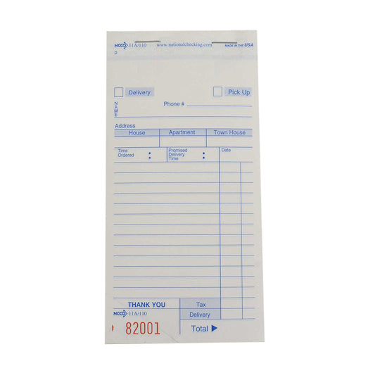 NCCO National Checking 3.4 Inch X 6.75 Inch 3 Part White Carbonless Delivery Form, 1 x 2500 each Case - Guest Checks &