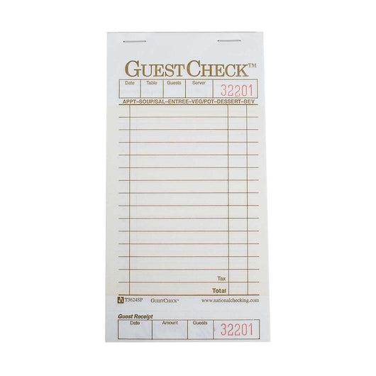 NCCO National Checking 3.5 Inch X 6.75 Inch 1 Part Tan 15 Line Guest Check, 1 x 5000 each Case - Guest Checks & Register