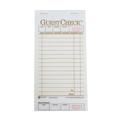 NCCO National Checking 3.5 Inch X 6.75 Inch 1 Part Tan 15 Line Guest Check, 1 x 5000 each Case - Guest Checks & Register