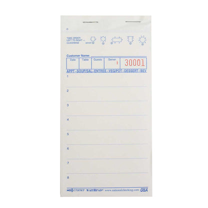 WAITER PAD NO National Checking WaitRpad 3.4 Inch X 675 Inch 11 Line White No Carbon 3 Part White Guest Check, 50 x 50 x - GS1 product shown out of package