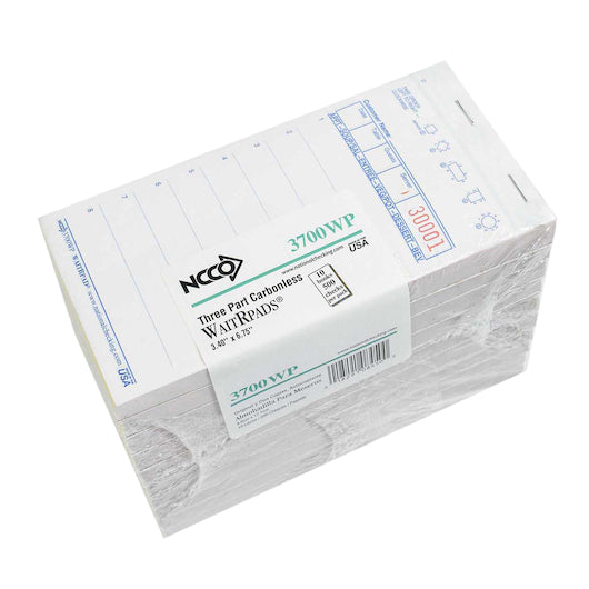 NCCO National Checking WaitRpad 3.4 Inch X 675 Inch 11 Line White No Carbon 3 Part White Guest Check, 50 x 50 ct Case