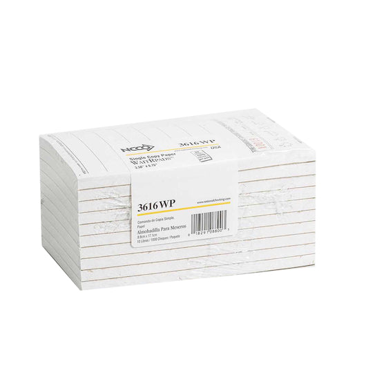 NCCO National Checking WaitRpad 3.5 Inch X 5.75 Inch 8 Line White 1 Part Guest Check, 100 per Book, 50 x 100 x 100 each - DOT product image 2