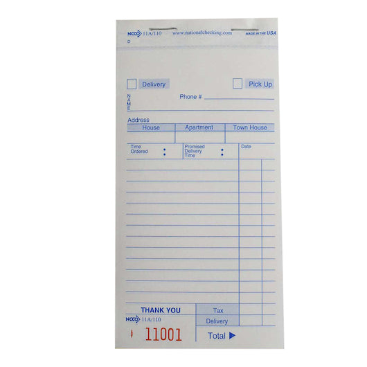 NCCO National Checking 3.4 Inch X 6.75 Inch 3 Part Carbonless White 14 Line Delivery Form, 1 x 2500 each Case - Guest