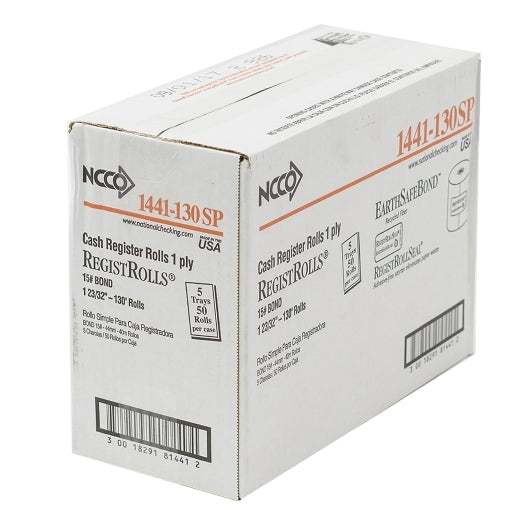 National Checking Company National Checking Register Roll 44Mm White Bond 1 Ply 1-50 Roll, 1 x 50 RL Case - DOT product image 4