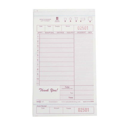 National Checking Guest National Checking 4.25 Inch X 7.25 Inch 3 Part Carbonless Maroon 11 Line Guest Check, 1 x 2000