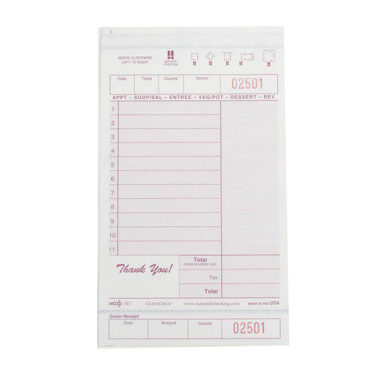 National Checking Guest National Checking 4.25 Inch X 7.25 Inch 3 Part Carbonless Maroon 11 Line Guest Check, 1 x 2000