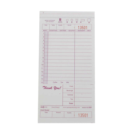 GUESTCHECK MAROON Guest Check No Carbon 2 Part Maroon, 1 x 2000 each Case - Guest Checks & Register Rolls