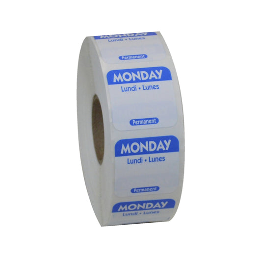 NCCO National Checking 1 Inch X 1 Inch Trilingual Blue Monday Permanent Label, 1 x 1000 each Case - DOT product image 2