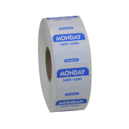 NCCO National Checking 1 Inch X 1 Inch Trilingual Blue Monday Permanent Label, 1 x 1000 each Case - DOT product image 2