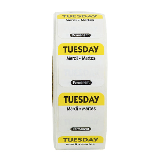 NCCO National Checking 1 Inch X 1 Inch Trilingual Yellow Tuesday Permanent Label, 1 x 1000 each Case - DOT product image 2