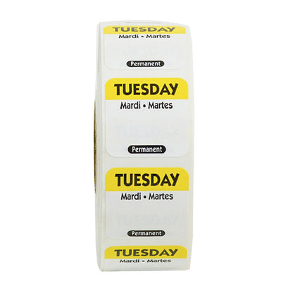 NCCO National Checking 1 Inch X 1 Inch Trilingual Yellow Tuesday Permanent Label, 1 x 1000 each Case - DOT product image 2