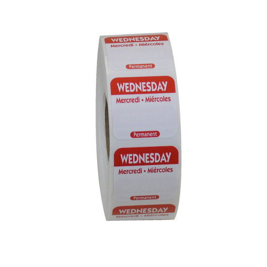 NCCO National Checking 1 Inch X 1 Inch Trilingual Red Wednesday Permanent Label, 1 x 1000 each Case - DOT product image 2
