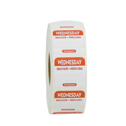 NCCO National Checking 1 Inch X 1 Inch Trilingual Red Wednesday Permanent Label, 1 x 1000 each Case - DOT product image 8