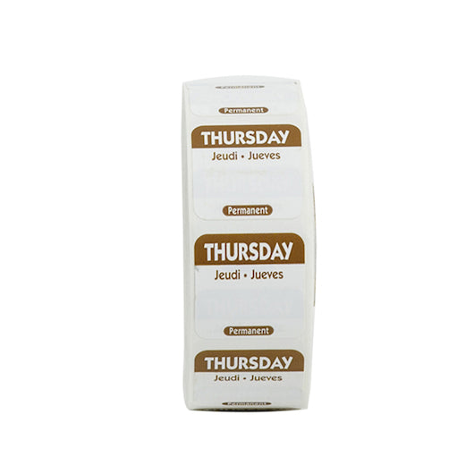 NCCO National Checking 1 Inch X 1 Inch Trilingual Brown Thursday Permanent Label, 1 x 1000 each Case - DOT product image 2