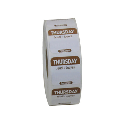 NCCO National Checking 1 Inch X 1 Inch Trilingual Brown Thursday Permanent Label, 1 x 1000 each Case - DOT product image 7