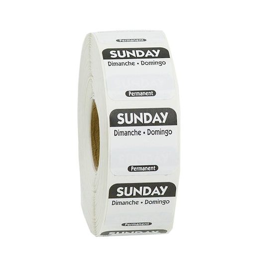 NCCO National Checking 1 Inch X 1 Inch Trilingual Black Sunday Permanent Label, 1 x 1000 each Case - DOT product image 2